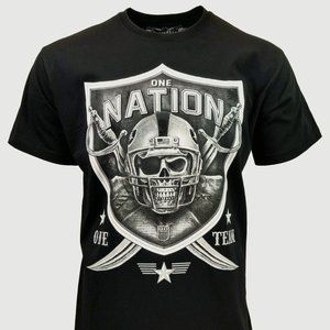 One Nation One Team Black and Silver Football Fan Graphic Design Unisex S-XL